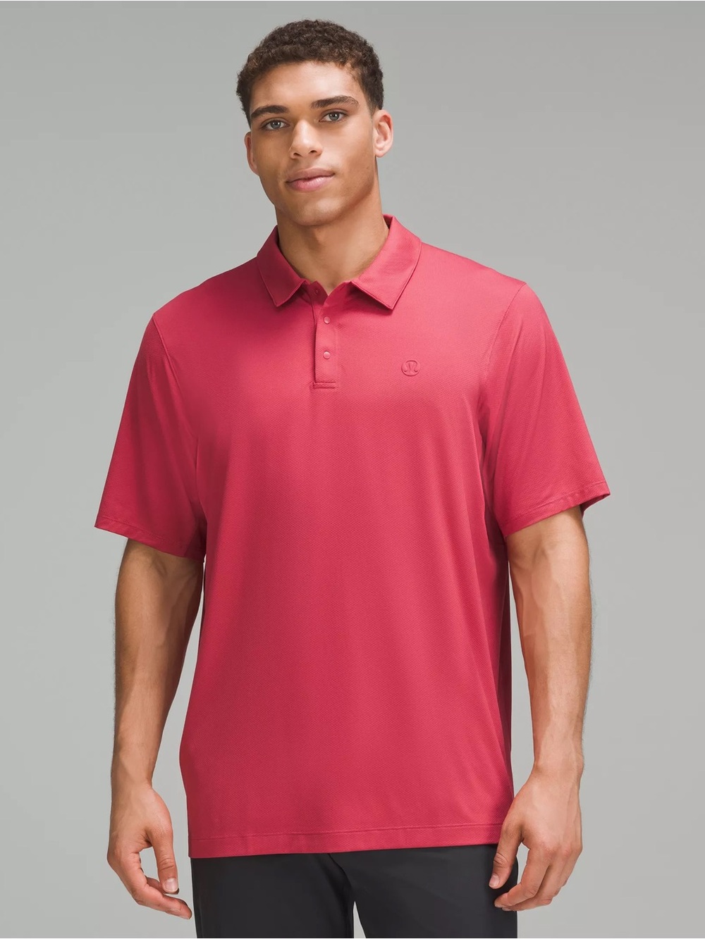 LULULEMON Logo Sport Polo Short Sleeve Shirt in Red M